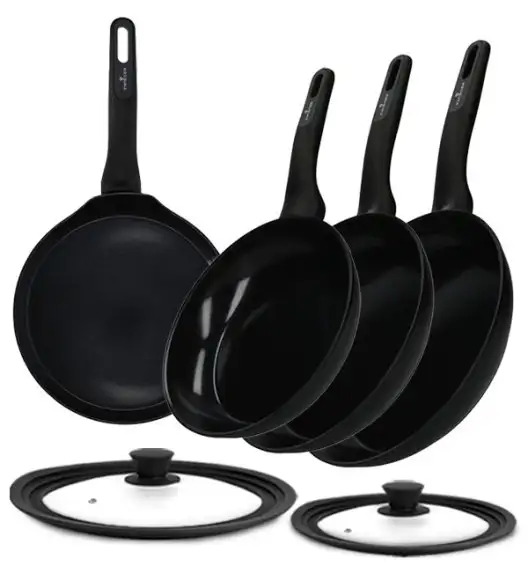 ZWIEGER STIGA Komplet Patelnie 20, 24, 28 cm + patelnia naleśnikowa + pokrywki silikonowe | aluminium | powłoka ceramiczna | indukcja