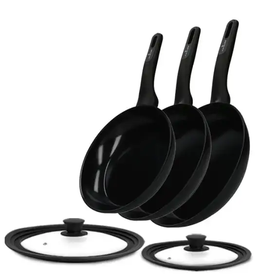 ZWIEGER STIGA Komplet Patelnie 20, 24, 28 cm + pokrywki silikonowe | aluminium | powłoka ceramiczna | indukcja