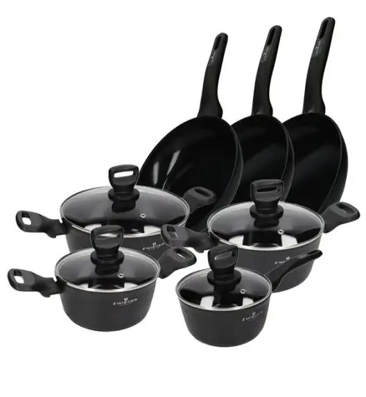 ZWIEGER STIGA Komplet Garnki 8 el + Patelnie 20, 24, 28 cm | aluminium | powłoka ceramiczna | indukcja
