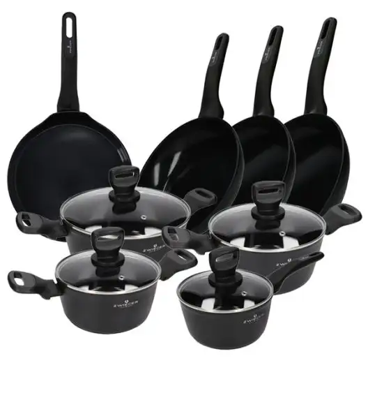 ZWIEGER STIGA Komplet Garnki 8 el + Patelnie 20, 24, 28 cm + naleśnikowa | aluminium | powłoka ceramiczna | indukcja