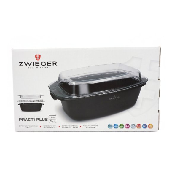 ZWIEGER PRACTI PLUS Brytfanna 32 cm + dwufunkcyjna pokrywa / 5,2 l / non-stick