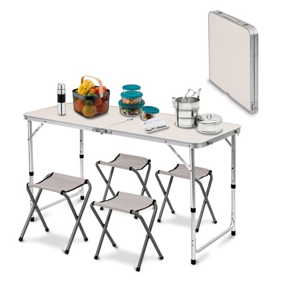 TADAR PIKNIK Stolik turystyczny składany w walizkę + 4 krzesełka