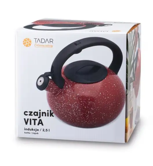TADAR VITA Czajnik ze stali nierdzewnej 2,5 l / czerwony marble