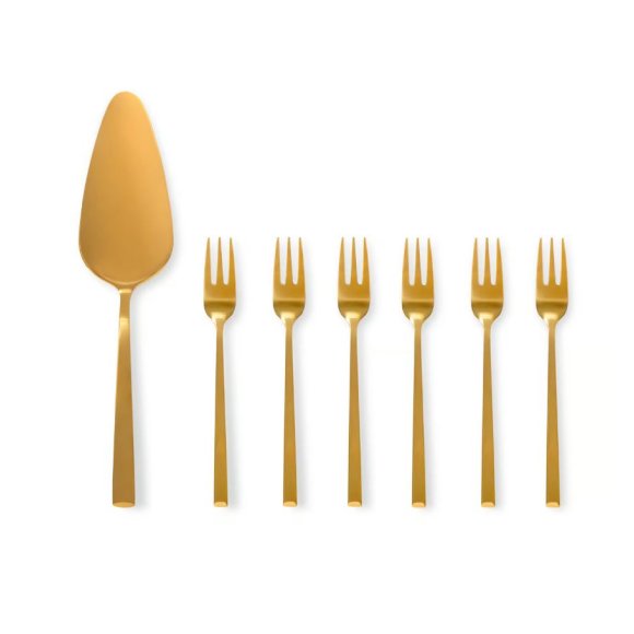 AMBITION COMO GOLD Komplet sztućców do ciasta 7 el dla 6 osób / złoty