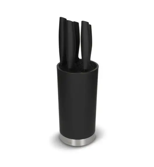 ZWIEGER VIRTU Komplet 5 noży kuchennych w czarnym bloku / stal nierdzewna + tworzywo PP + Ostrzałka TADAR
