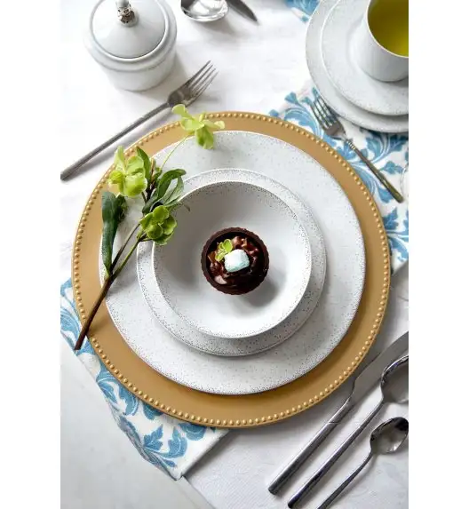ĆMIELÓW JENNY G856 PEARLS Zestaw obiadowy 18 el / 6 osób / porcelana