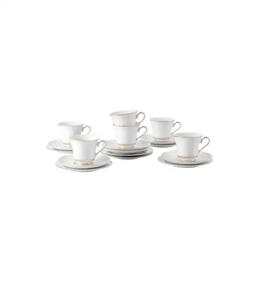 ĆMIELÓW MARGARET G667 ZŁOTE PASKI Zestaw kawowy 22 el / 6 osób / porcelana