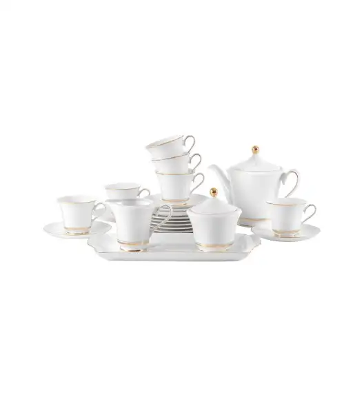 ĆMIELÓW MARGARET G667 ZŁOTE PASKI Zestaw kawowy 22 el / 6 osób / porcelana