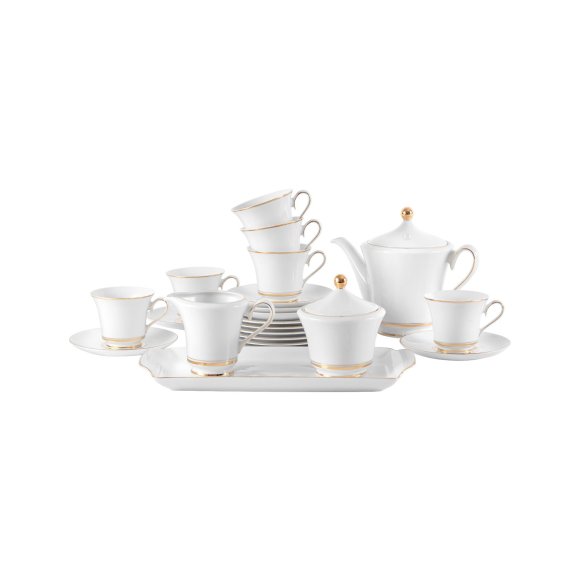 ĆMIELÓW MARGARET G667 ZŁOTE PASKI Zestaw kawowy 22 el / 6 osób / porcelana