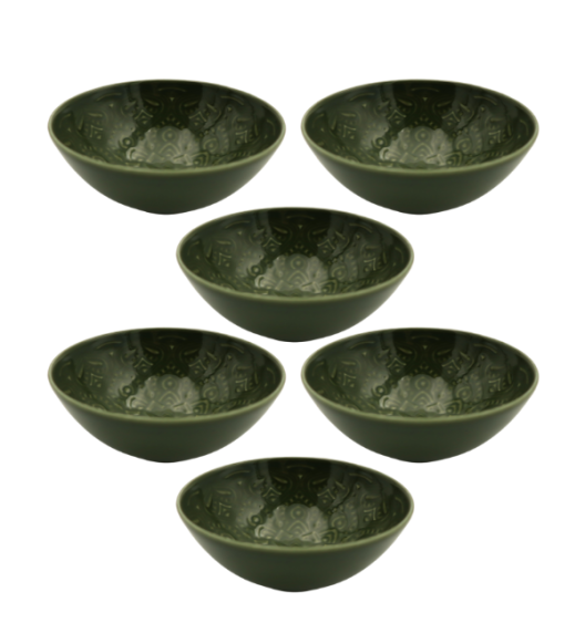 LUBIANA ORIENTAL | J9 | ZIELONY | 6x salaterka 15 cm | porcelana luz 
