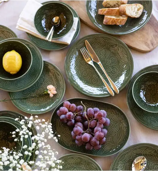 LUBIANA ORIENTAL | J9 | ZIELONY | Serwis obiadowy 18 el dla 6 osób | porcelana luz 