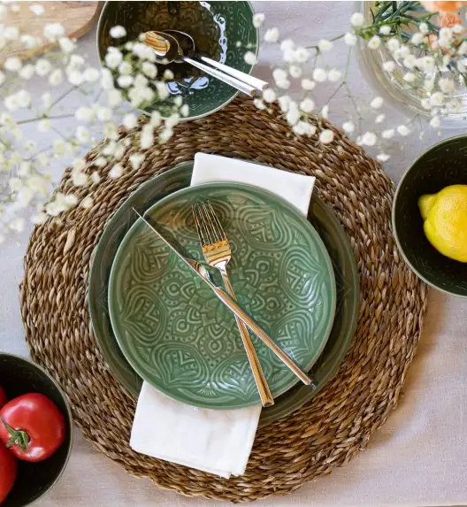 LUBIANA ORIENTAL | J9 | ZIELONY | Serwis obiadowy 18 el dla 6 osób | porcelana luz 
