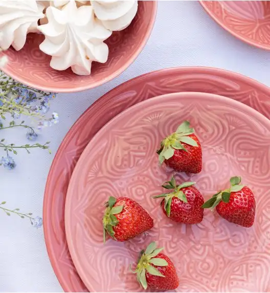LUBIANA ORIENTAL | KK00 | KORAL | 6x talerz deserowy 21 cm | porcelana luz 