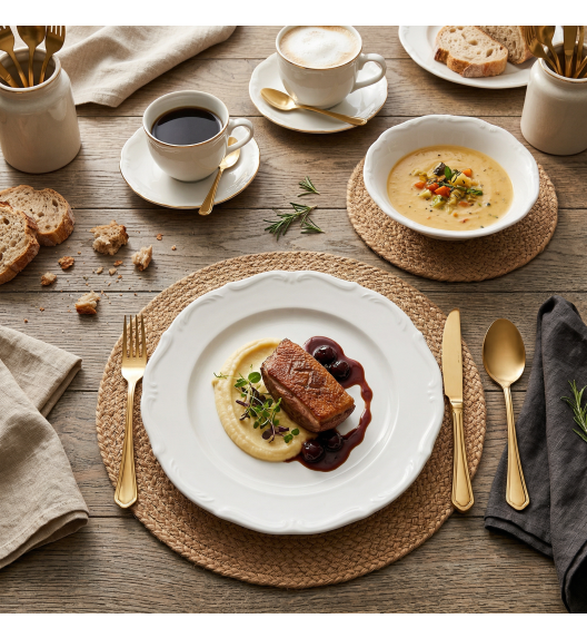 CHODZIEŻ MARIA TERESA C001 BIAŁA Zestaw obiadowy 18 el / 6 osób / porcelana