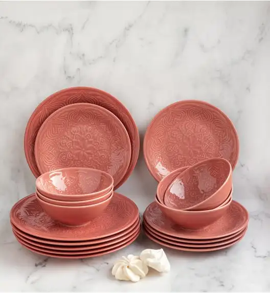 LUBIANA ORIENTAL | KK00 | KORAL | Serwis obiadowy 18 el dla 6 osób | porcelana luz 