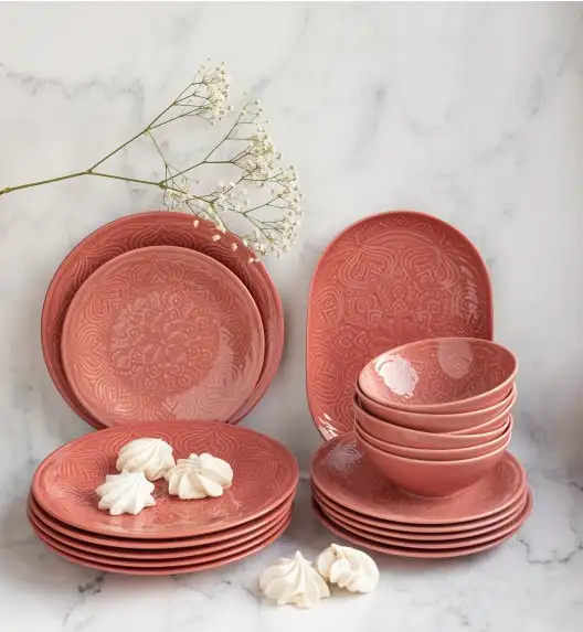 LUBIANA ORIENTAL | KK00 | KORAL | Serwis obiadowy 18 el dla 6 osób | porcelana luz 
