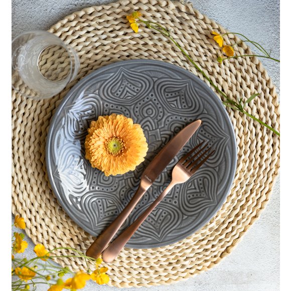 LUBIANA ORIENTAL | KM00 | SZARY | Talerz obiadowy 25 cm | porcelana luz 