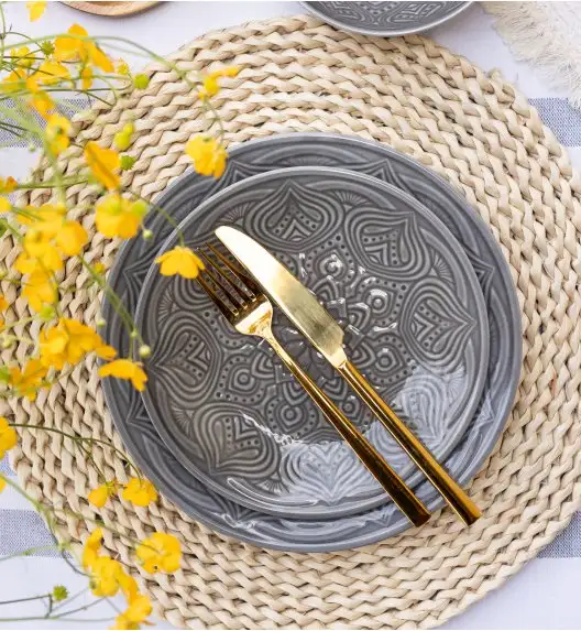 LUBIANA ORIENTAL | KM00 | SZARY | Talerz obiadowy 25 cm | porcelana luz 