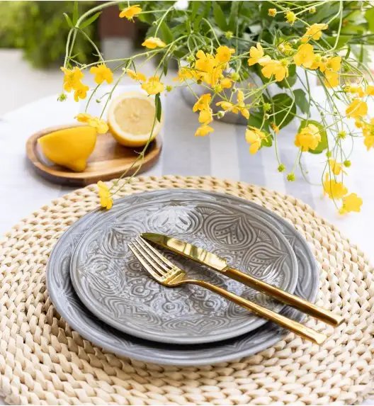 LUBIANA ORIENTAL | KM00 | SZARY | Talerz obiadowy 25 cm | porcelana luz 