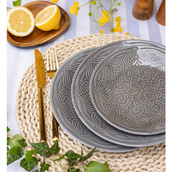 LUBIANA ORIENTAL | KM00 | SZARY | Talerz obiadowy 25 cm | porcelana luz 