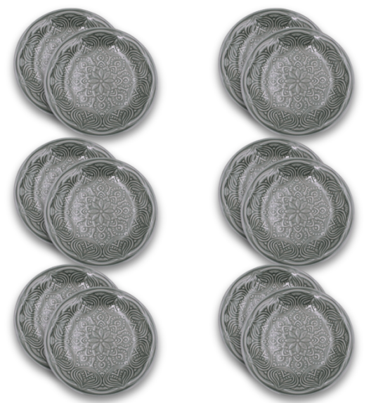 LUBIANA ORIENTAL | KM00 | SZARY | 12x talerz obiadowy 25 cm | porcelana luz 