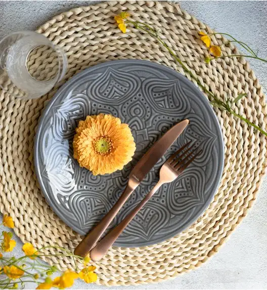 LUBIANA ORIENTAL | KM00 | SZARY | 12x talerz obiadowy 25 cm | porcelana luz 