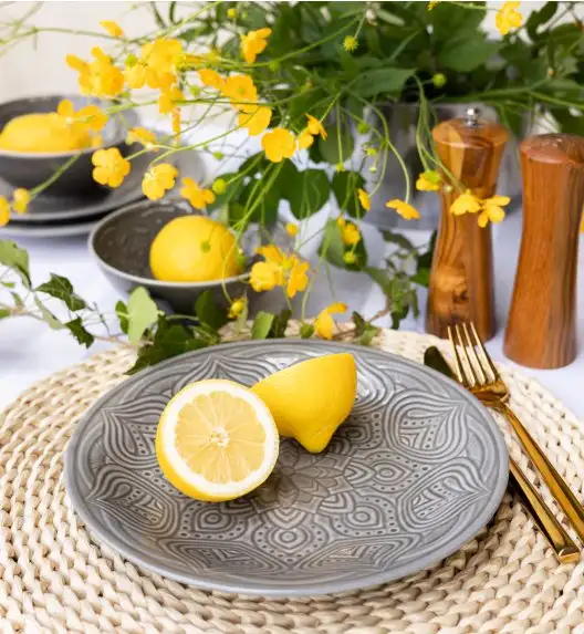 LUBIANA ORIENTAL | KM00 | SZARY | 12x talerz obiadowy 25 cm | porcelana luz 