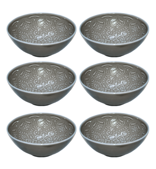 LUBIANA ORIENTAL | KM00 | SZARY | 6x salaterka 15 cm | porcelana luz 