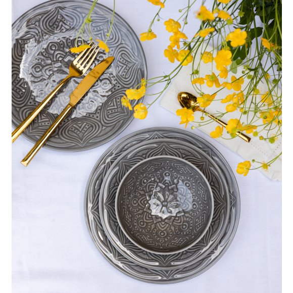 LUBIANA ORIENTAL | KM00 | SZARY | 6x salaterka 15 cm | porcelana luz 