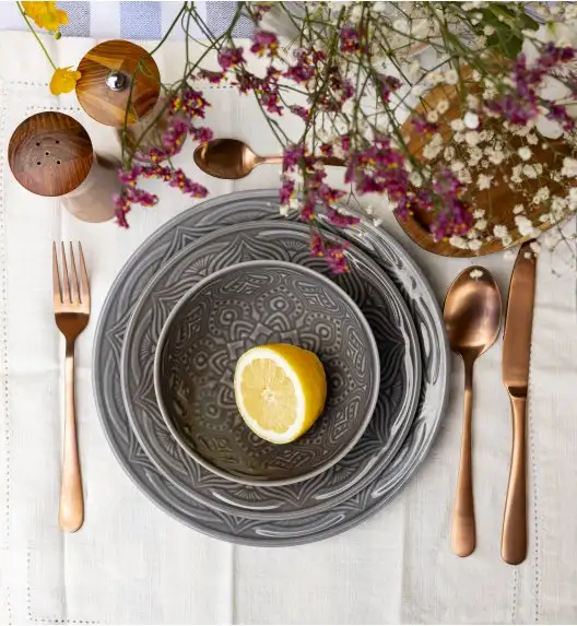 LUBIANA ORIENTAL | KM00 | SZARY | 12x salaterka 15 cm | porcelana luz 