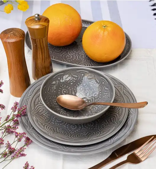 LUBIANA ORIENTAL | KM00 | SZARY | Serwis obiadowy 18 el dla 6 os | porcelana luz 