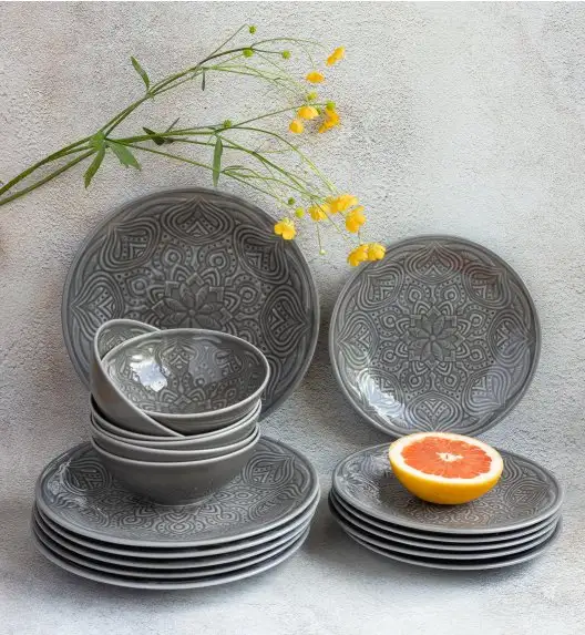 LUBIANA ORIENTAL | KM00 | SZARY | Serwis obiadowy 36 el dla 12 os | porcelana luz 