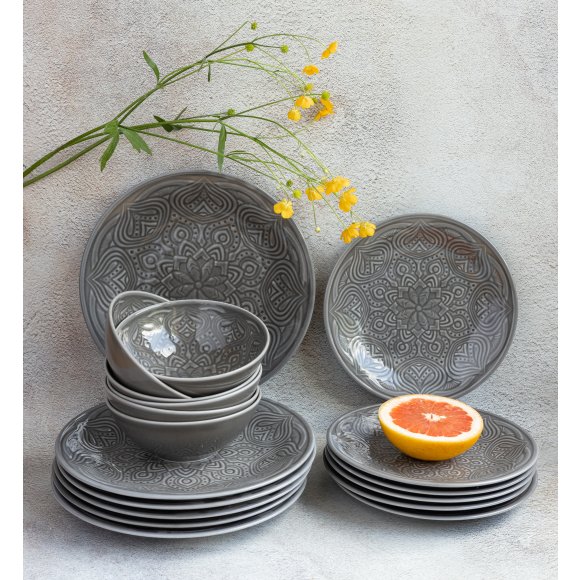 LUBIANA ORIENTAL | KM00 | SZARY | Serwis obiadowy 36 el dla 12 os | porcelana luz 