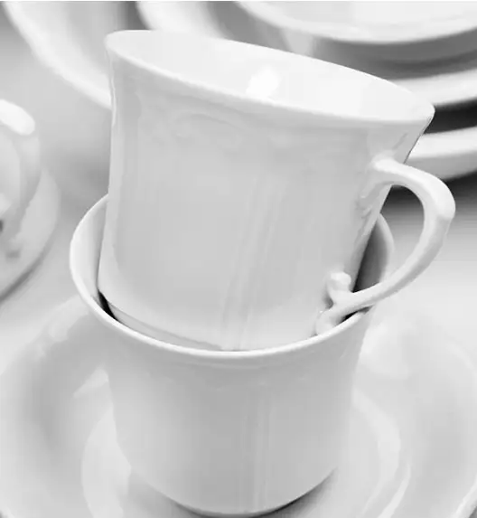 CHODZIEŻ KAMELIA C000 BIAŁA Serwis obiadowo-kawowy 84 el / 12 osób / porcelana