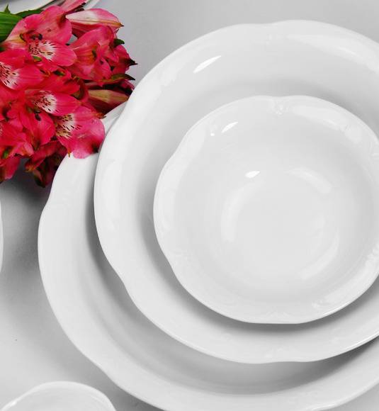 CHODZIEŻ KAMELIA C000 BIAŁA Serwis obiadowo-kawowy 84 el / 12 osób / porcelana