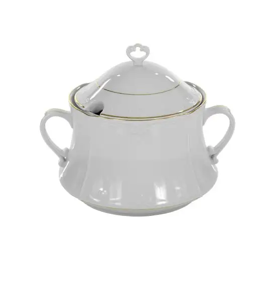 CHODZIEŻ KAMELIA B014 ZŁOTA LINIA Zestaw obiadowo-kawowy 84 el / 12 osób / porcelana