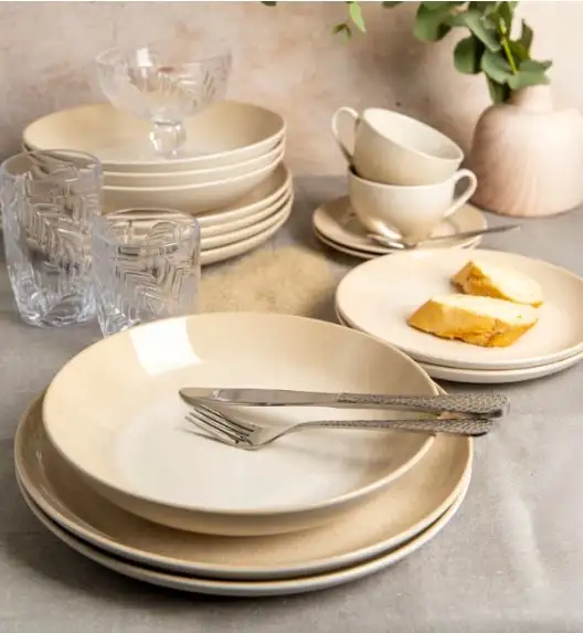 AMBITION PLAYA Serwis obiadowo-kawowy 30 el dla 6 osób / piaskowy odcień