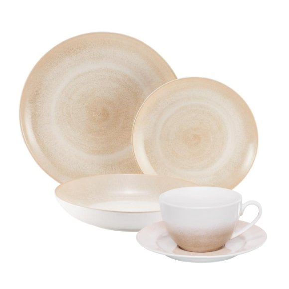 AMBITION PLAYA Serwis obiadowo-kawowy 30 el dla 6 osób / piaskowy odcień