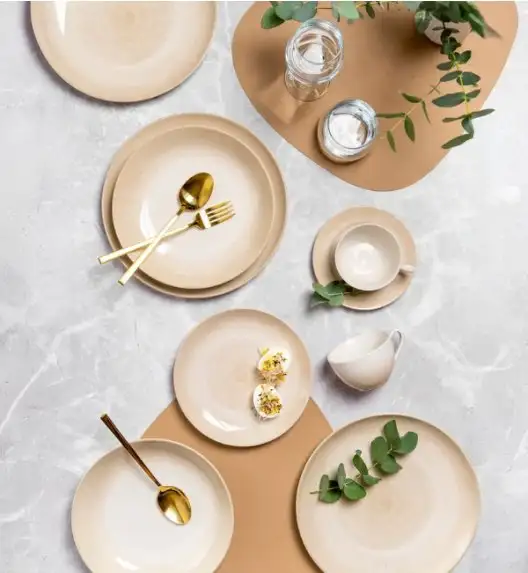 AMBITION PLAYA Serwis obiadowo-kawowy 72 el dla 12 osób / piaskowy odcień