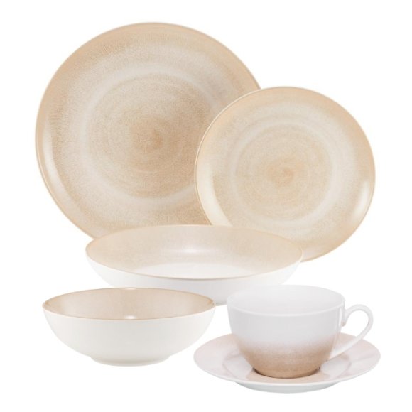 AMBITION PLAYA Serwis obiadowo-kawowy 72 el dla 12 osób / piaskowy odcień