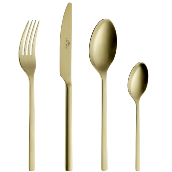 GERLACH MODERN GOLD Sztućce Komplet 96 el pudełko / 24 osoby / mat / złote sztućce