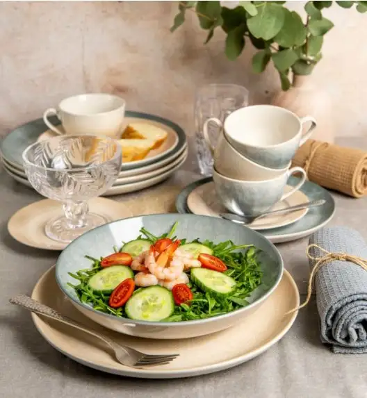AMBITION AQUA Serwis obiadowy 36 el dla 12 osób / niebiesko-szary odcień