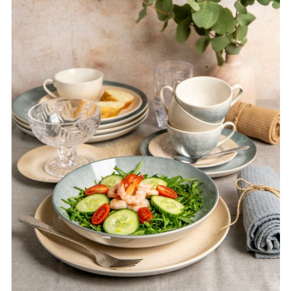 AMBITION AQUA Serwis obiadowy 54 el dla 18 osób / niebiesko-szary odcień