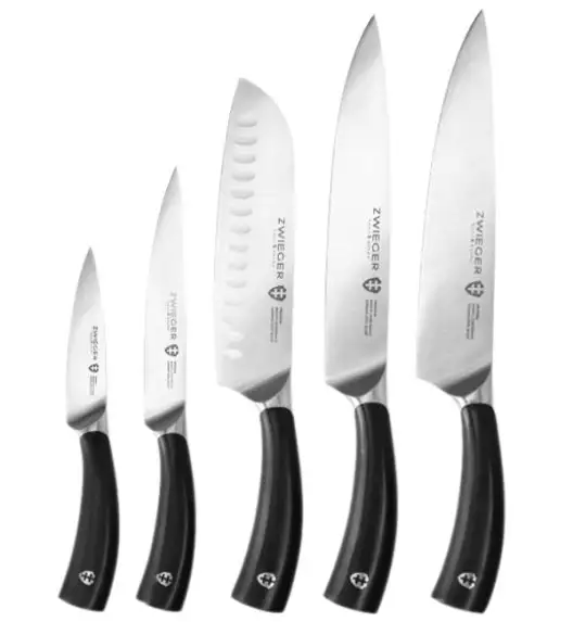 ZWIEGER OBSIDIAN Komplet 5 noży kuchennych + ostrzałka RAPID / niemiecka stal nierdzewna