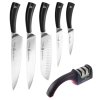 ZWIEGER OBSIDIAN Komplet 5 noży kuchennych + ostrzałka RAPID / niemiecka stal nierdzewna