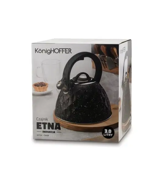 KonigHOFFER ETNA Czajnik 3 l / srebrne detale / czarny marble / gaz i indukcja