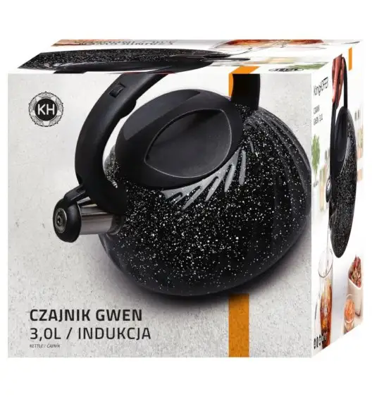 KonigHOFFER GWEN Czajnik tradycyjny 3 l  / z gwizdkiem / czarny / indukcja