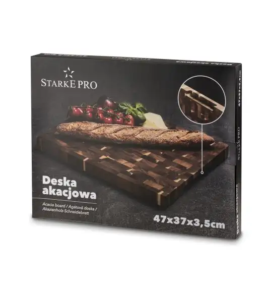 STARKE PRO Deska do krojenia i serwowania 47x37x3,5 cm / akacjowa / z nóżkami