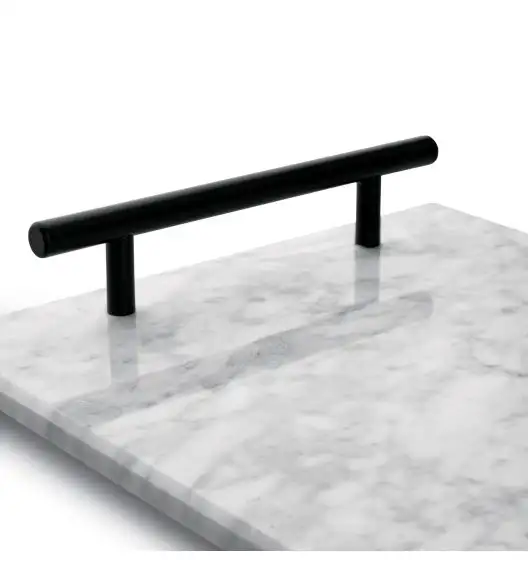 STARKE PRO Deska do serwowania przekąsek 35x20 cm / biała / marmurowa / z uchwytami