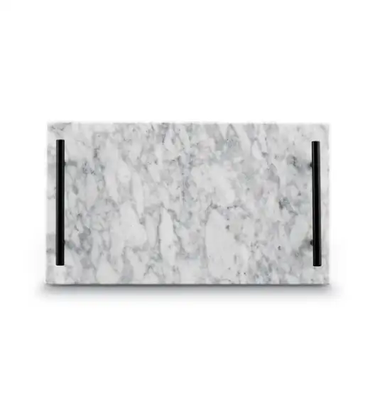 STARKE PRO Deska do serwowania przekąsek 35x20 cm / biała / marmurowa / z uchwytami